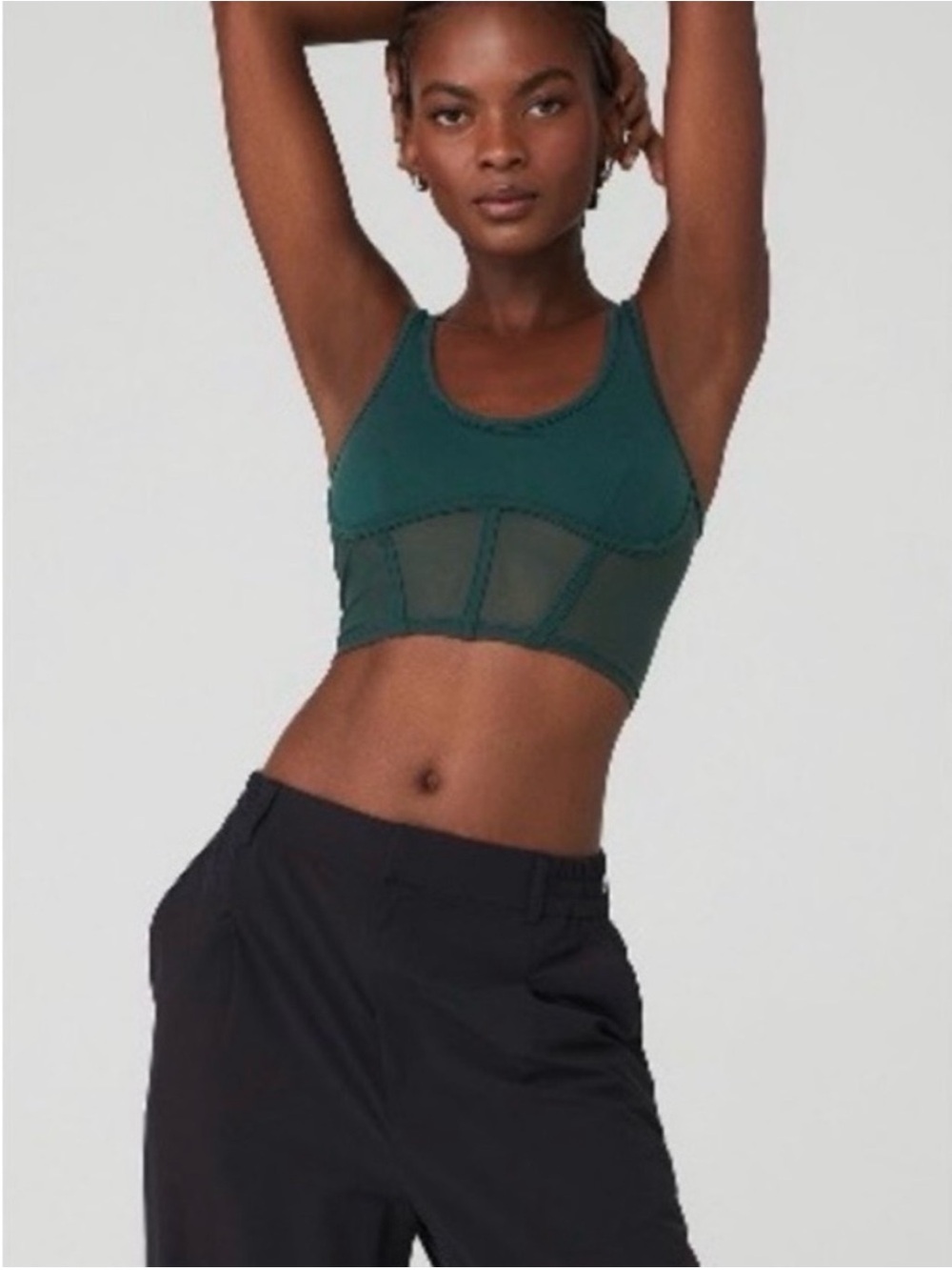 Alo Yoga Airbrush Mesh Corset Tank Top Midnight Green Sz S 4-6 W9462R